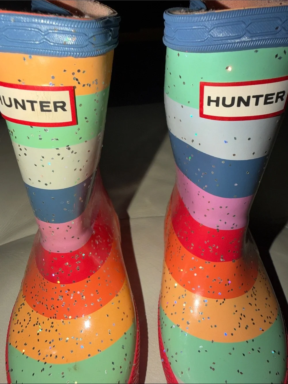 Hunter Kids' Rainbow Stripe Gloss Rain Boots - Multi